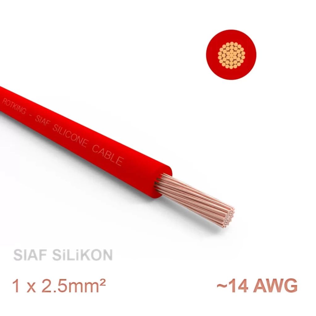 1 metre Yumuşak Silikon Kablo 1x2.5 mm2 SIAF 14 AWG -KIRMIZI