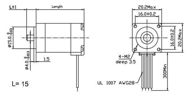 Nema 8 4Pin Step Motor 20x30mm 15mmŞaft H/Bi 1.8C 180 g-cm 600 mA 3.9V 200 Adım