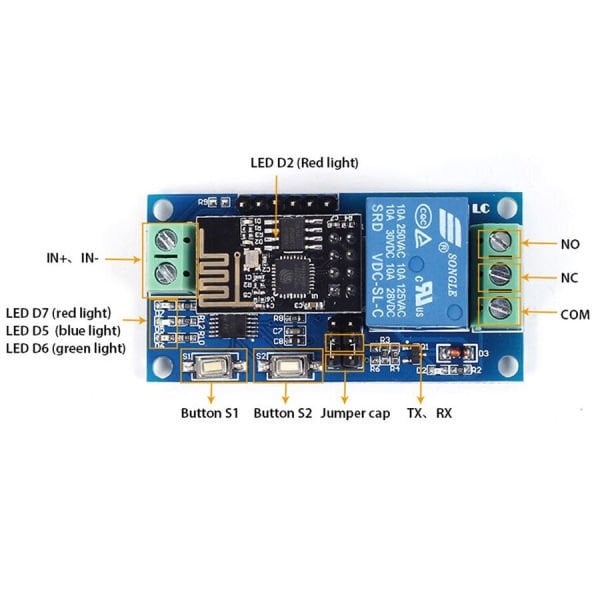 Esp8266 1 Kanal 5V Esp01 Wifi Röle Modülü
