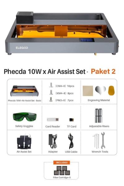 ELEGOO Phecda 20 Watt Lazer Gravür ve Kesici Paket 1