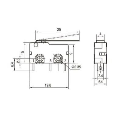KW4A Micro Switch 3-Pin Uzun Palet