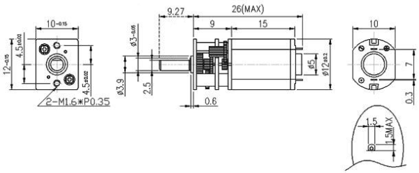 50:1 6V 650RPM Redüktörlü Mikro DC Motor PL-3063
