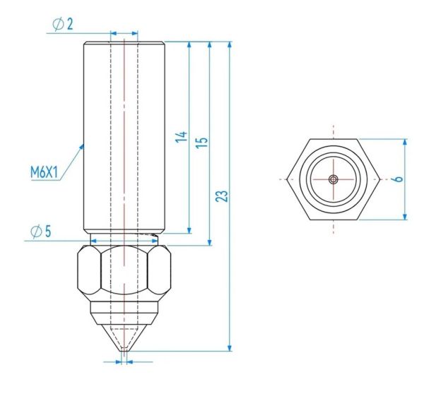 Creality K1-K1 Max-CR M4 Uyumlu Bi Metal Paslanmaz Çelik Uçlu Nozzle-Eski Versiyon(0.4mm)