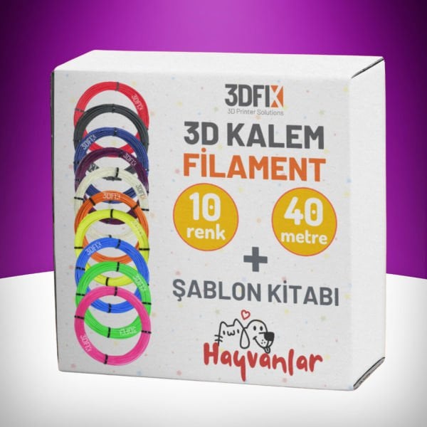 3DFIX 3D Kalem Hayvanlar Tema Seti | Filament & Şablon