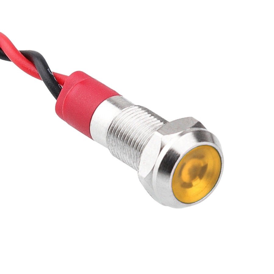 06L-P1 6mm 12-24V Kablolu Metal Sinyal Lambası - Turuncu
