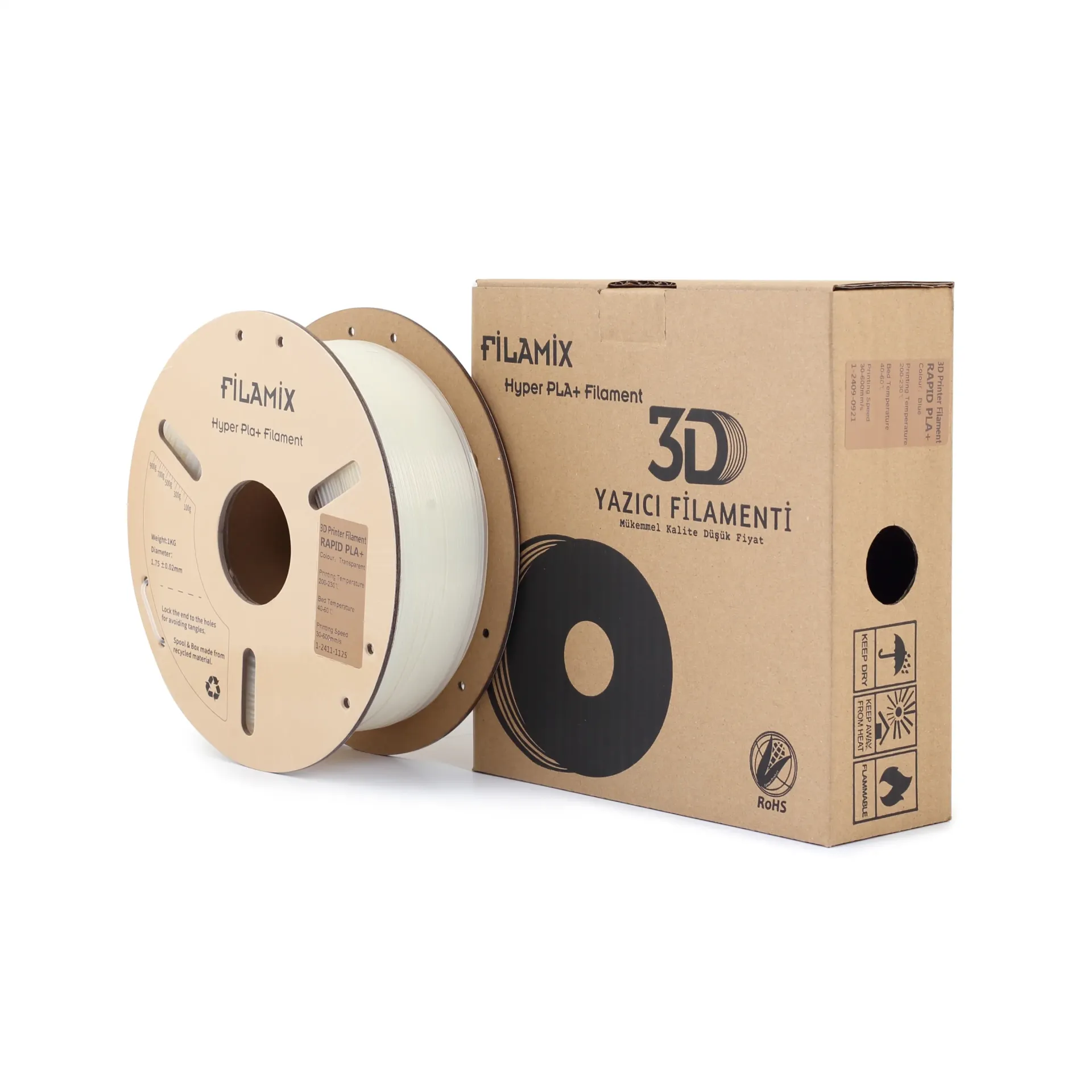 Filamix Hyper PLA+ Filament 1.75 mm 1 Kg - Şeffaf