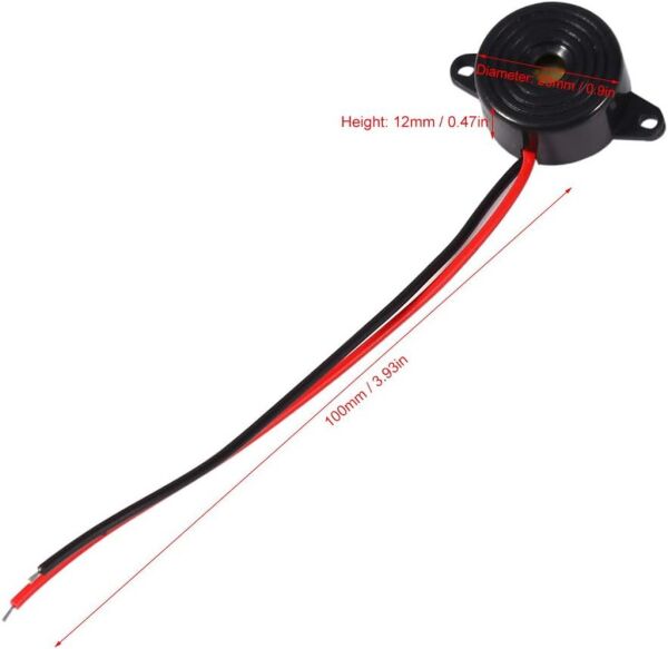 IC-221 Kablolu Buzzer Devreli Piezo 12-24V DC 23mm