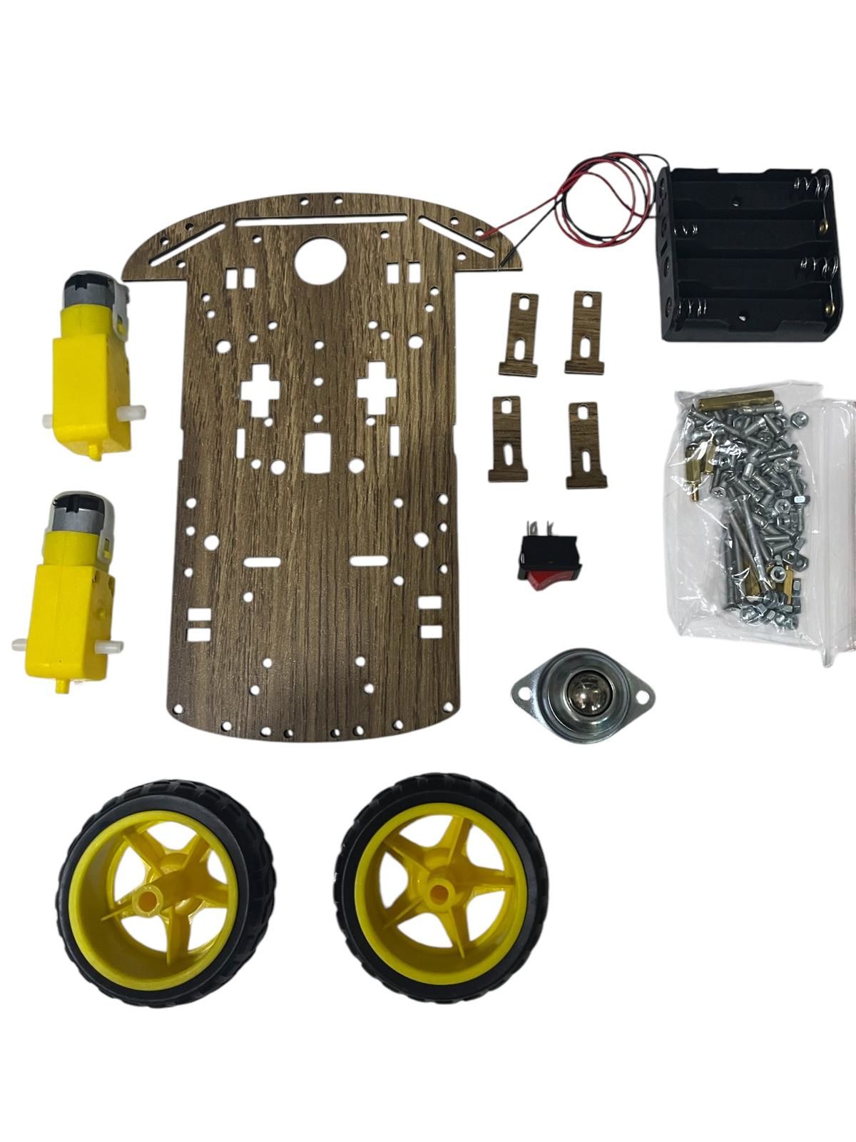 2WD Ahşap Tekerlekli Araba Kiti